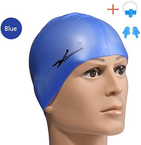 Oursmile Premium Silicone Adult Swim Cap For Long Hair FREE Nose Clip and Earplugs Included For Men and Women