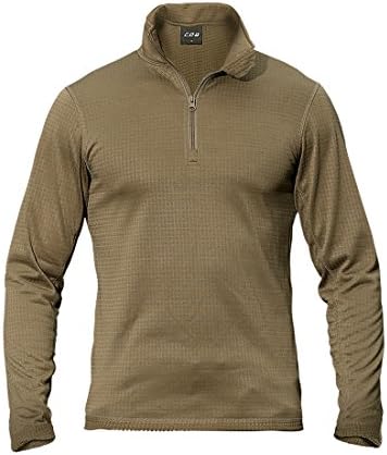 CQB Tactical Therma Shirts Men Outdoor Sports Hiking Camping Quick Dry Long Sleeves Elastic Fleece Clothes (XL, Brown)