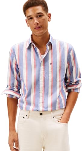 Chemise Heritage Oxford Icon STP MW0MW41695 L/S pour Homme, Bleu, M, Bleu (Bleu compensé/Rayures Multiples), M