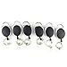 Honbay 6 Pieces of Premium Retractable Carabiner Badge Holder Reels with Key Ring and Badge Strap, Clip On Retractable ID Card Keychain - with Back Splint (Black)