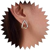 Yheakne Boho Crystal V Shape Earrings Vintage Rhinestone Claw Stud Earrings Gold Cz Triangle Earrings Sparkly Geometric Arrow Earrings Jewelry for Women