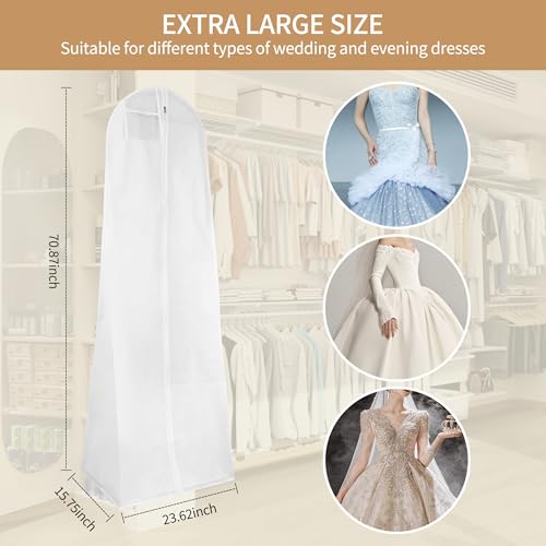 2 Pieces Suit Cover 180 x 60 cm Clothes Bag with Zip, Suitable for Wedding Dresses, Dresses, Coats, Long Coats, etc