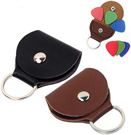 Guitar Pick holder Keychain Case,Black & Brown,Pack of 2