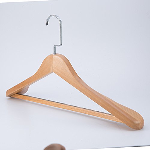 Etech Jacket Hangers Coat Hangers 6-Pack for Coats and Pants Wooden Clothes Hanger Solid Wood Suit Hangers with Non Slip Bar Walnut Finish Wooden Coat Hangers Clothes-rack (Natural Wood, 6)