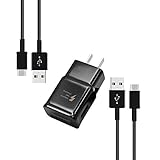Samsung EP-TA20JBE Adaptive Fast Charger Two (2) 3.3 Ft. Cable Type-C USB Data Cable Galaxy S8/S8+ S9/S9+ Note 8 Note 9 & Other Smartphones + Two Cable Ties Cable Organizers Bundle Package- No