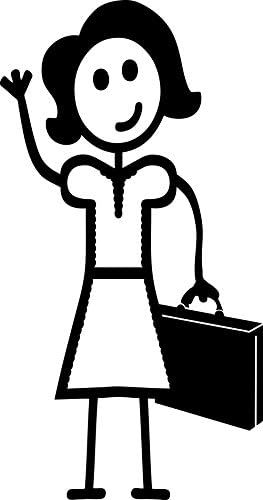 STICK FAMILY LADY WITH BRIEFCASE 5" TALL HOT PINK DECAL - manufactured &amp; sold by EYECANDY DECALS only