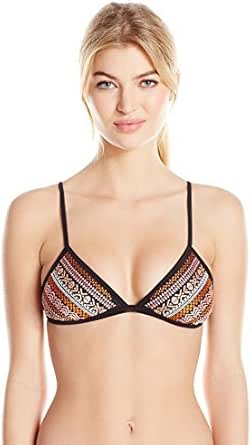 Amazon.com: Ninety Nine Women's Globetrotter Triangle Bikini Top with Embroidery, Black, Small 
