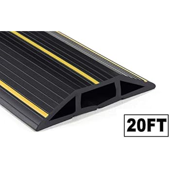 10 Feet overfloor Cord/Cable Protector- 3 Cord Channels, Fastening Wire Organizer - Easy to Install (10ft, Black) (10ft, Black) (20ft, Black)