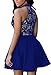 ZKESS Women's Sleeveless Lace Party Club Skater Dress M Size Blue