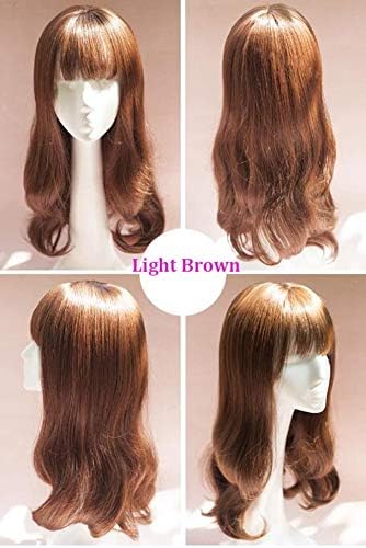 Long Big Body Wavy 55CM 21.6 Inch Middle Part Synthetic Hair Topper Clip in Crown for Women with Bangs Thick Style (Light Brown)
