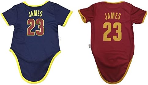 iSport Gifts James Basketball Jersey Lebron Baby Infant &amp; Toddler Onesies Rompers Pack of 2 Home &amp; Away Jersey Design Bundle (Pack of 2, 9-12)