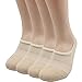 Pro Mountain No Show Socks Size S Beige 4 Pack Women Cotton Cushion Footies Liner Sneakers Workout Loafer Footies Flats US Shoe 6-8