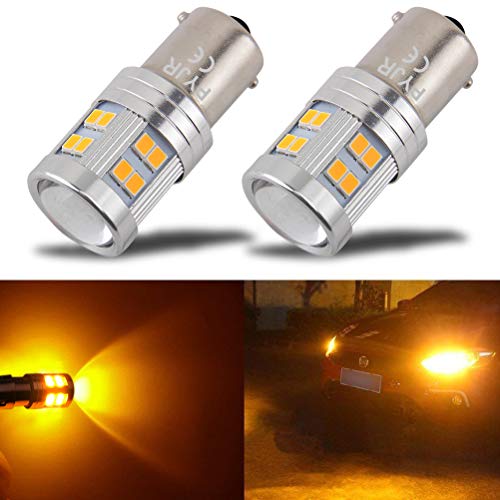 1156 Ba15s 1141 1003 7506 1156A Super Bright LED Bulb PYJR AC/DC 10-30V, 600 Lumens, Amber Yellow for Car RV Interior, Turn Signal, Blinker, Side Marker Lights Bulbs (Pack of 2)