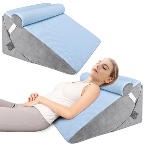 BEYOUDO Bed Wedge Pillow for Sleeping, Adjustable Wedge Pillow Set for After Surgery, Elevated Triangle Pillow for Acid Reflux and Back Pain Relief, Post Surgery, Sleep Apnea, Back Suppor
