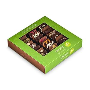 chocri ‘Weltreise’ vegan – chocoladekoffer met 24 handgemaakte veganistische chocoladerepen gemaakt van pure chocolade…