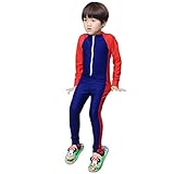 MAIBU Kids UPF 50+ Sunsuit Long Sleeve Swimwear One-piece Bodysuit Swimsuit Age 3-9years Navy L