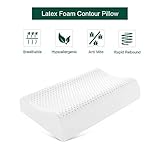 SWEESLEEP 100 Percent Natural Latex Foam Contour Pillow for Neck Pain Standard Size (22.5 x 15 x 3.5/4.5 inches), with Removable Outer Cover