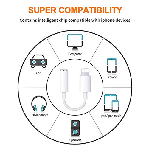 2-Pack Lighting to 3.5mm Earphones/Earbuds Jack Adapter Aux Cable Headphones/Headsets Converter Accessories Support iOS 12/11-Upgraded Compatible with iPhone Xs MAX/XR/X/8/8 Plus/7/7 Plus/ipad/iPod