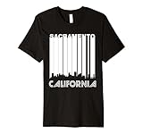 Mens Retro 1970's Sacramento California Downtown Skyline T-Shirt Small Black