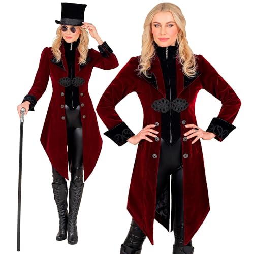W WIDMANN MILANO Party Fashion - Womens Gothic Velvet Coat Steampunk Tailcoat for Carnival Halloween Cosplay