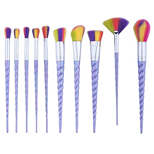 Micup Oval Makeup Brush Set 10Pcs Diamond Shape Mermaid Professional