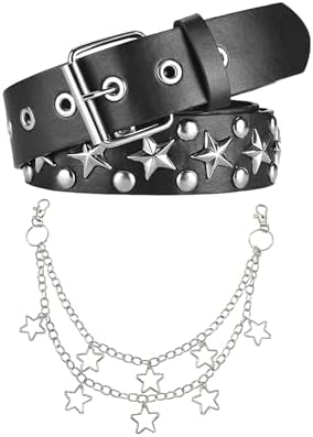 Y2K Gothic Star Studded Belt with Pants Chain Star Belt, Star Necklace Pants Chain for Y2K Punk Rock EMO  main image 3