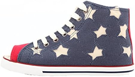 Kiwii Womens 2015 Black Friday Sales Summer Fashion Stars Pattern Lace-up Peep-toe High Top Flats Canvas Shoes(7.5 B(M)US,Blue)