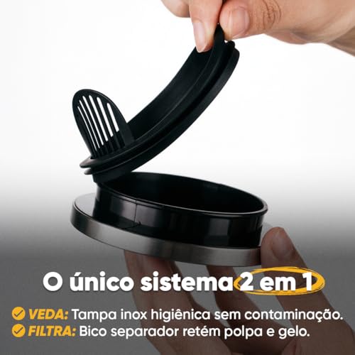 Jarra de Vidro Borossilicato 1L com Tampa Inox – Bico com Filtro Resistente para Água Suco e Chá