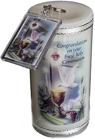 First Holy Communion Candle Gift with Key Ring Can be Personalised if Required