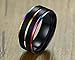 XUANPAI 8mm Custom Engraved Stainless Steel Two-Tone Rainbow Inlay Edge Dome Brushed LGBT Couples Rings