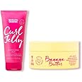 Umberto Giannini Curl Jelly Scrunching Jelly Frizz Solution Gel for Curly or Wavy Hair & Coily Banana Butter Repair + Restore Leave-in Conditioner - Vegan & Cruelty Free Curly Styling Kit