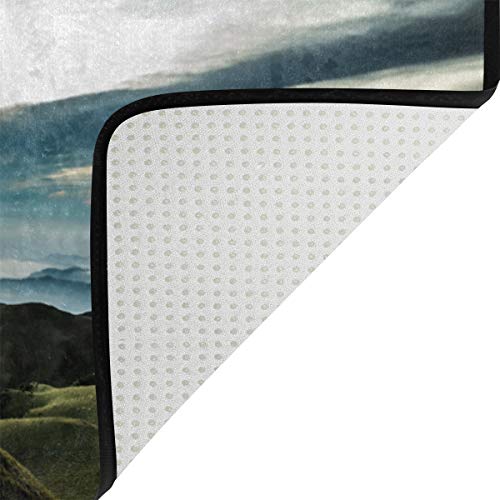 LORVIES Lanscape Bathroom Set, Polyester Fabric Shower Curtain (72 X 72 Inch) with Bath Mats Rugs(15.7 X 23.6 Inch)-12 Rings - Thumbnail 6