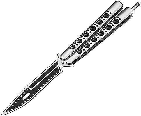 toptens Tactical Combat Trainer Training Folding Tool Knife Practice Metal Steel Handle Blunt Butterfly Knife