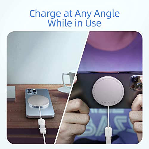 Magnetic Wireless Charger Fast Charging Pad: USB C Ultra Slim with Cable - Compatible with Apple MagSafe Devices - iPhone 13/12/Pro/Pro Max/Mini Airpods Pro - Qi Enabled Devices - Samsung Galaxy Note