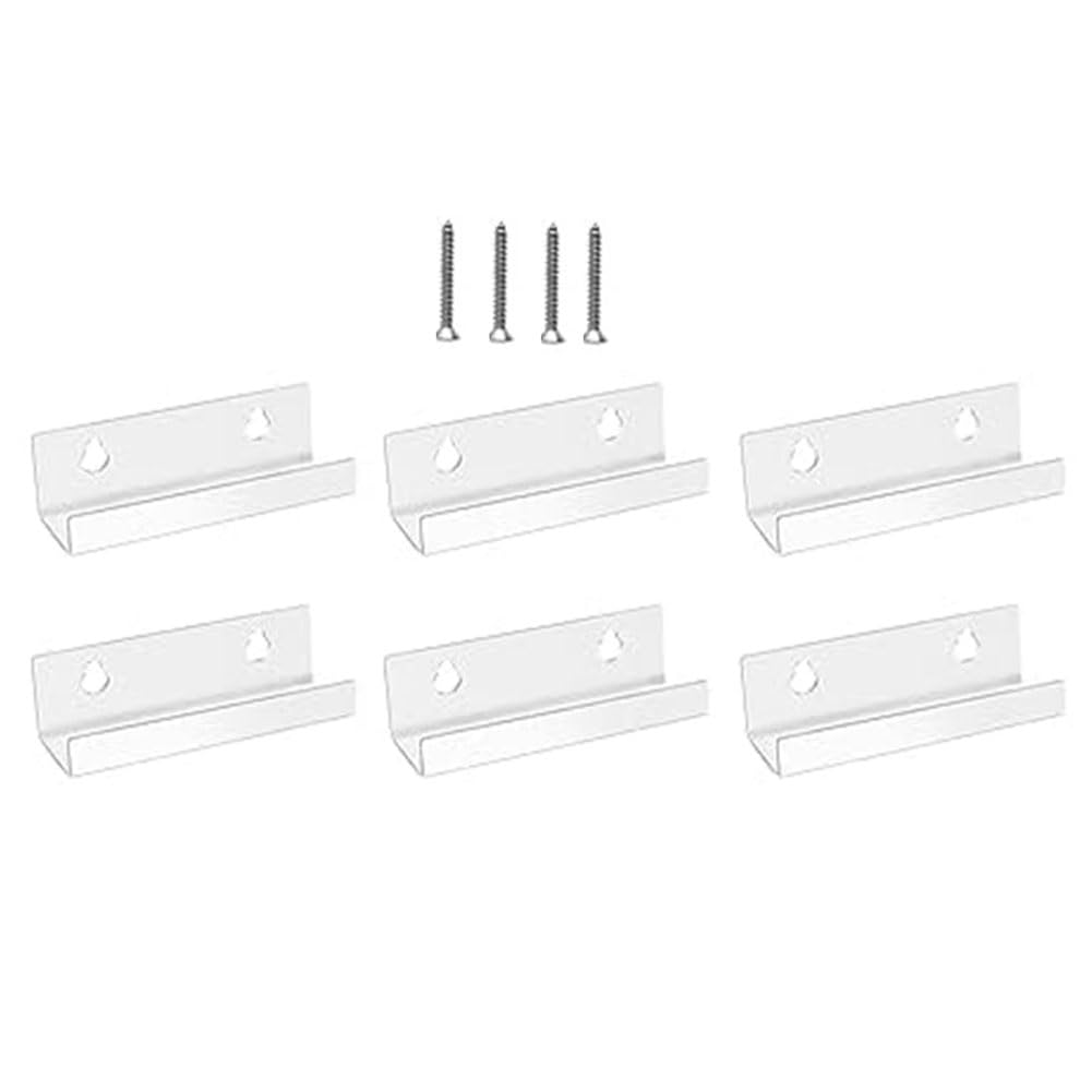 Haptufer Vinyl Record Shelf Wall Mount 6 Pack, 4 INCH Clear Acrylic Album Record Holder Display Floating for Bathroom, Bedroom Easy Install Easy to Use