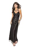 Womens Charmeuse Sexy Hot Satin Halter Neck Full Length Gown