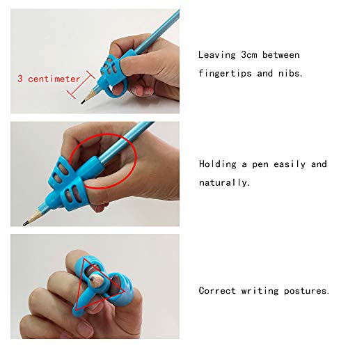 Pencil Grips（New), KOABBIT Children Pen Writing Aid Grip Set Posture Correction Tool for Kids Preschoolers Children,Hollow Ventilation Colorful (3 Pack) - Thumbnail 6