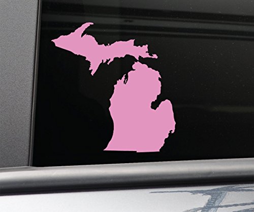 Michigan Vinyl Decal Laptop Car Truck Bumper Window Sticker, 5.5" x 5.25", Pink