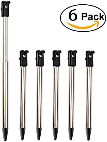 Igoolee 6 Pcs Retractable Metallic Stylus Touch Pen for Nintendo 3DS