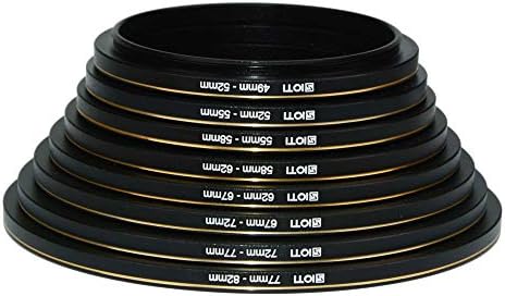 SIOTI 8 Pieces Step-Up Adapter Ring Step Kit Coated Gold Line Include of 49-52,52-55,55-58,58-62,62-67,67-72,72-77,77-82mm