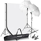 Slow Dolphin Photography Photo Video Studio Background Stand Support Kit with Muslin Backdrop Kits (White Black),1050W 5500K Daylight Umbrella Lighting Kit(10x6.5ft/3x2M)