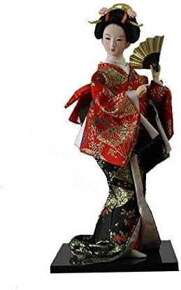 Heartrace Japanese Ethnic Geisha Kabuki Geiko Humanoid Doll Statue Immitation Collectible Reserve Desk Decor Christmas/Birthday/Business Gift…