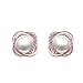 Womens Jewelry 18K Gold Plated Twist Simulated Pearl CZ Stud Earrings