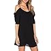 SEENSUN Women's Chiffon Cold Shoulder Casual Dress Trumpet Sleeve Spaghetti Strap Dress Top