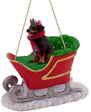 Rottweiler Dog On A Sleigh Ride Christmas Ornament New Sld11