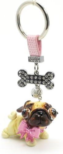 Pug Dog Keychain 00006 Pet Lover Gifts Collectible Art and Crafts Clay Sculpted Handmade Dog Figurine Oranament Bag Buddy Accessories for Any Occasion