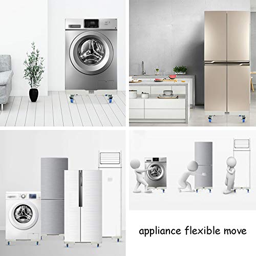 Trolley Pedestal for Washing Machine, Appliance, Adjustable Brake Casters for Dryer Refrigerator,4Brake(Single-Wheel)