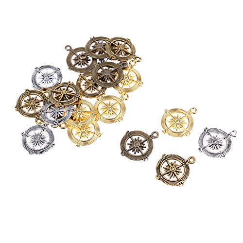 image for NATFUR 20pcs Vintage Compass Pendants DIY Jewelry Retro for Necklace K