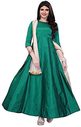 Fragrance Trendz Women's Tapeta Silk Anarkali Fancy Gown. (204_Free Size)