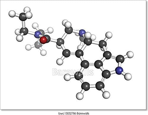 Lysergic Acid Diethylamide (Lsd) Hallucinogenic Drug, Molecular Model. Atoms Are Represented As Spheres With Conventional Color Coding: Hydrogen (White), Carbon (Grey), Oxygen... (30in. x 40in.)